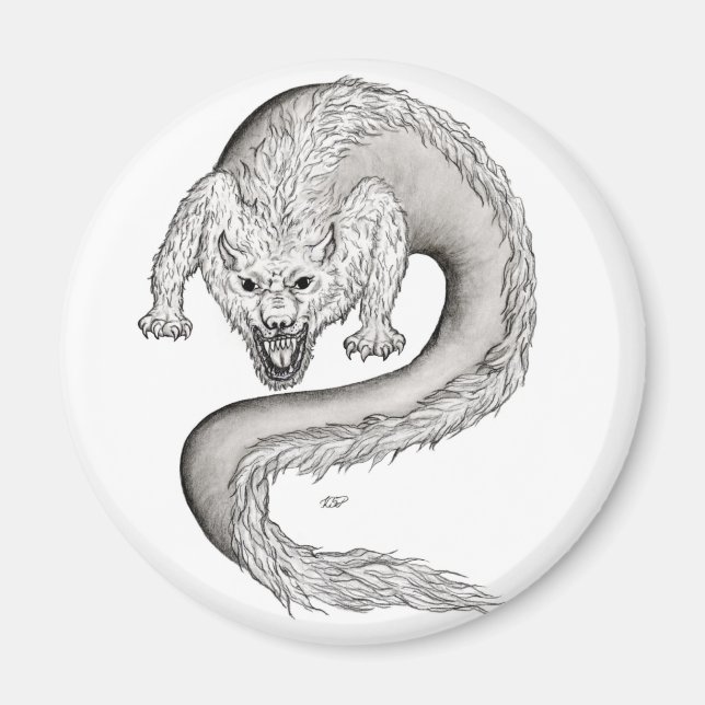 Imã Design preto e branco do Wolfdragon (Frente)