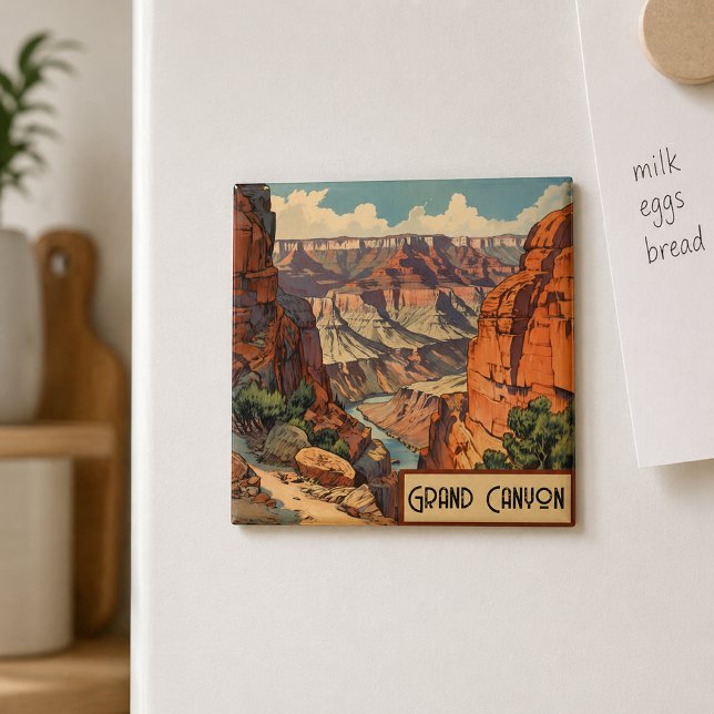 Imã Design Retro de Viagens do Grand Canyon (Criador carregado)