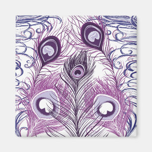 Imã Design roxo bonito elegante das penas do pavão