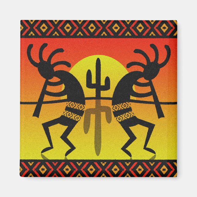 Imã Design Tribal Kokopelli Cactus (Frente)