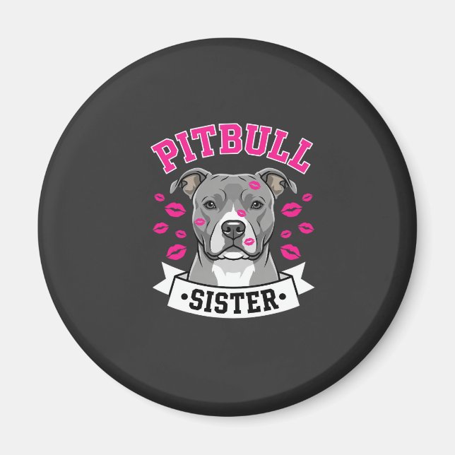 Imã Design Vetorial de Amante de Cachorro Irmã Pitbull (Frente)