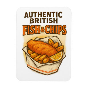 Ímã Design Vintage "Authentic British Fish & Chips"