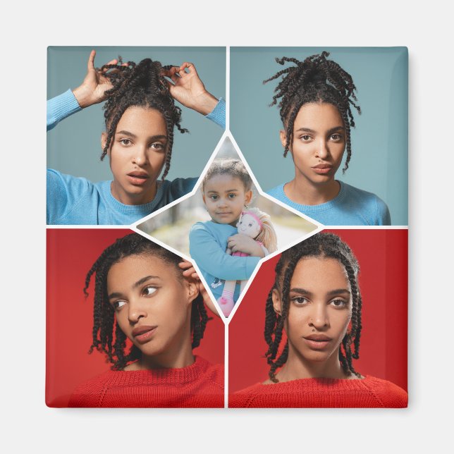 Imã Design Your Own 5 Photo Collage (Frente)