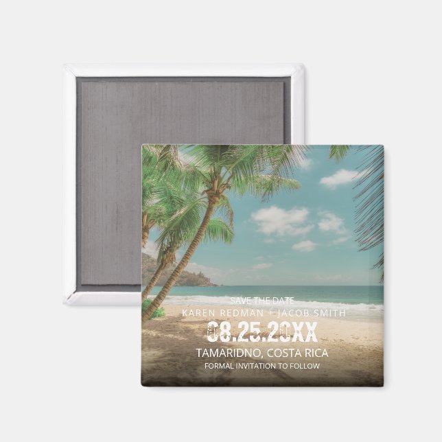 Imã Destination Wedding Tropical Beach Save the Date  (Front/Back)