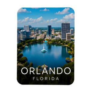 Ímã Destino de Férias Orlando Flórida Lago Skyline