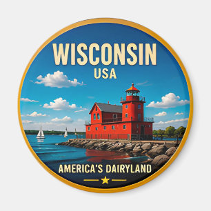 Imã Destino de Viagem Wisconsin Lago Michigan 🟡
