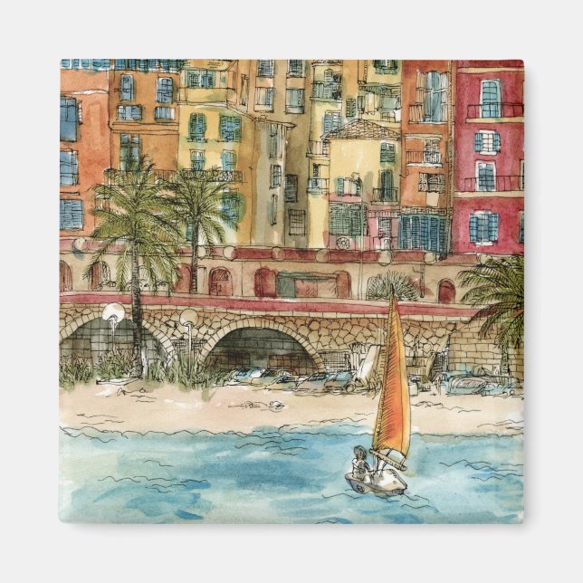 Imã Destinos | Praia e Edifícios Aquarela (Frente)