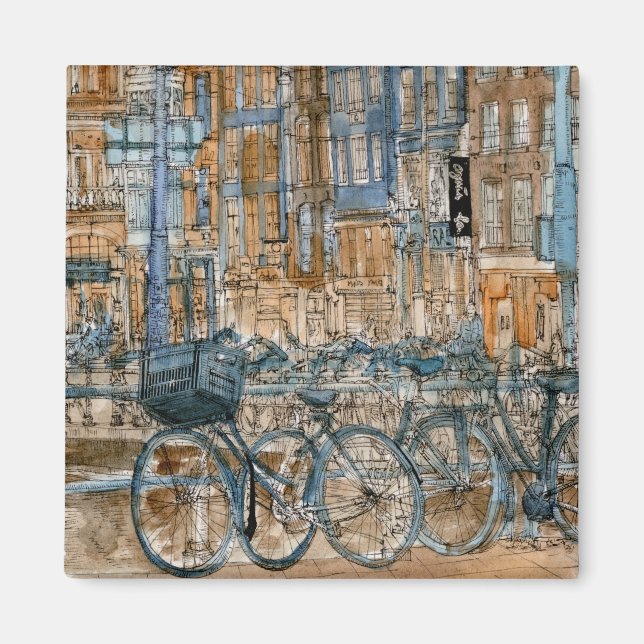 Imã Destinos | Vista Nova Iorque de Aquarela (Frente)