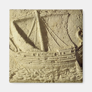 Imã Detalhe de um alivio de um barco, de um sarcófago