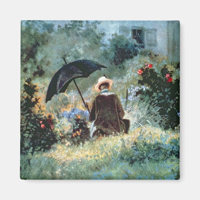 Imã Detalhe de uma leitura de cavalheiro em um jardim (Frente)