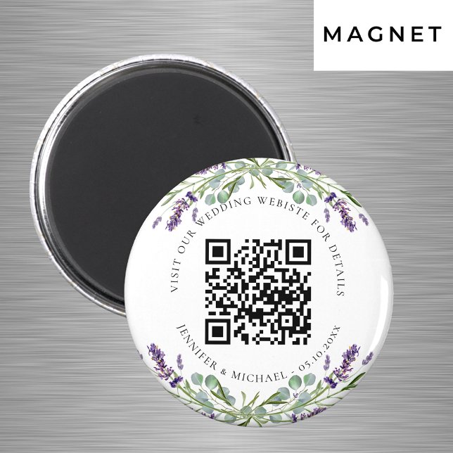 Imã detalhes do código QR do site de casamento lavanda (Criador carregado)