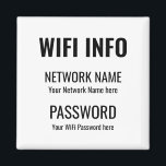 Imã Detalhes do WiFi Branco típico preto simples<br><div class="desc">Uma maneira prática de manter seus detalhes WiFi sempre à mão para visitantes em sua casa,  com este Magnet para sua geladeira,  com tipografia negra simplista em um fundo branco. Personalize facilmente com suas próprias informações de rede e senha.</div>