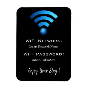 Ímã detalhes do wifi de senha em preto