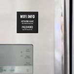 Imã Detalhes do WiFi Preto Tipográfico Branco Simples<br><div class="desc">Uma maneira prática de manter seus detalhes WiFi sempre à mão para visitantes em sua casa,  com este Magnet para sua geladeira,  com uma simples tipografia branca sobre fundo preto. Personalize facilmente com suas próprias informações de rede e senha.</div>