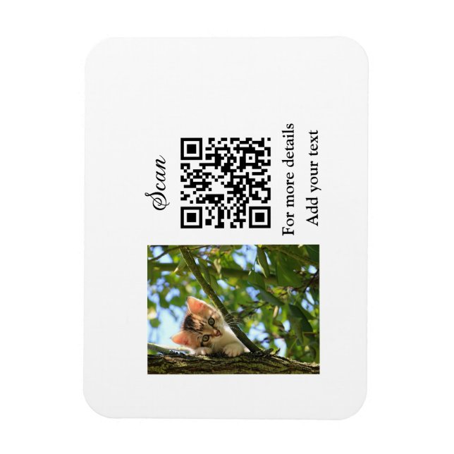 Ímã Detalhes simples do nome do animal QR código adici (Vertical)