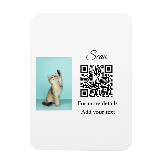 Ímã Detalhes simples do nome do animal QR código adici (Vertical)