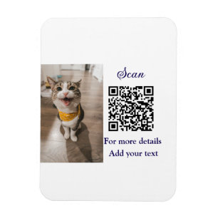 Ímã Detalhes simples do nome do animal QR código adici