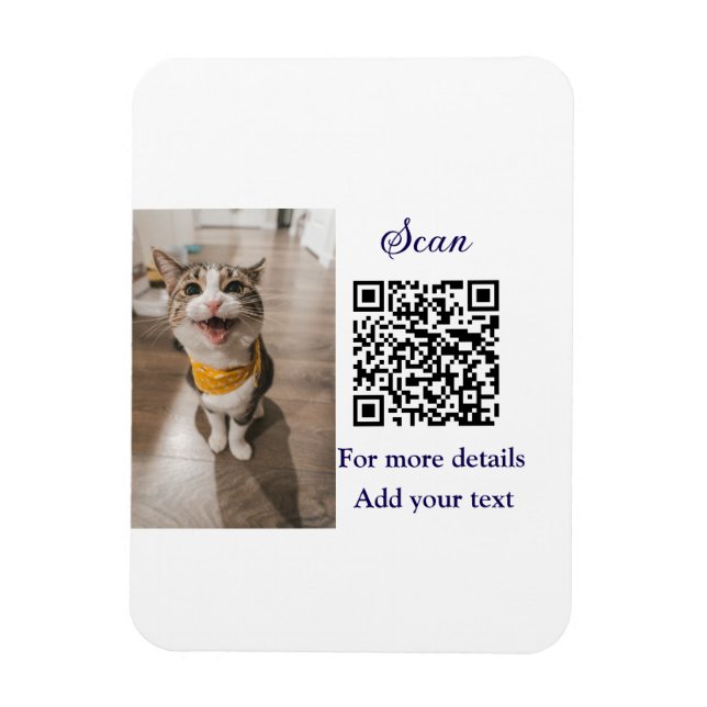 Ímã Detalhes simples do nome do animal QR código adici (Vertical)
