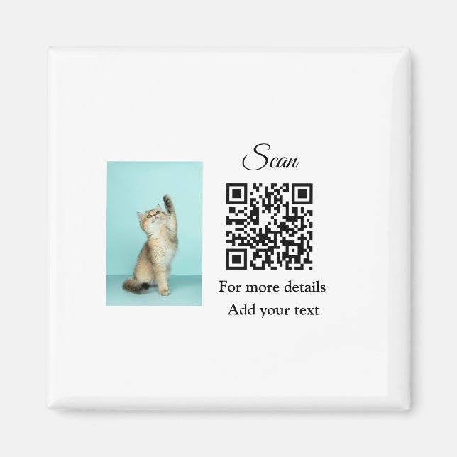 Imã Detalhes simples do nome do animal QR código adici (Frente)