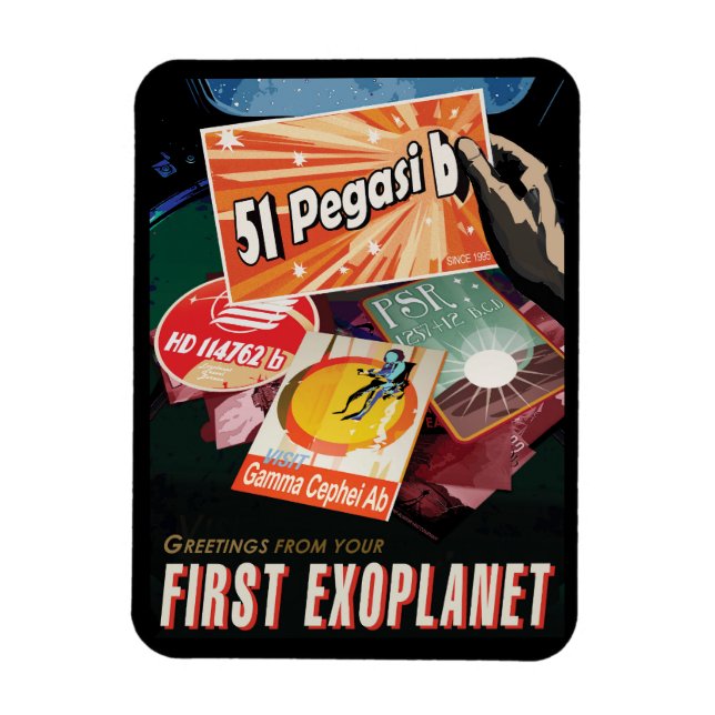Ímã Detecção do Poster de Exoplaneta do Espaço Retroat (Vertical)