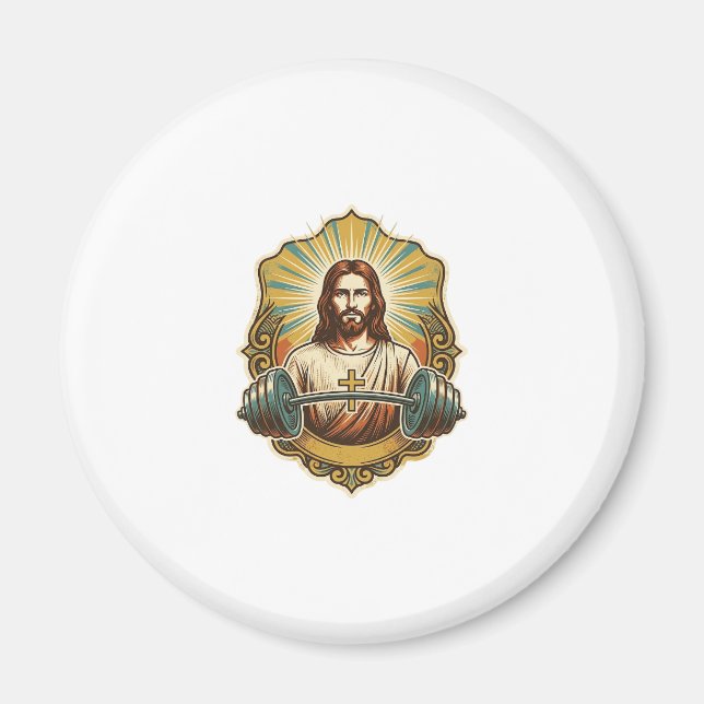 Imã Determinado Jesus Haltere Pesado de Ferro Levantam (Frente)