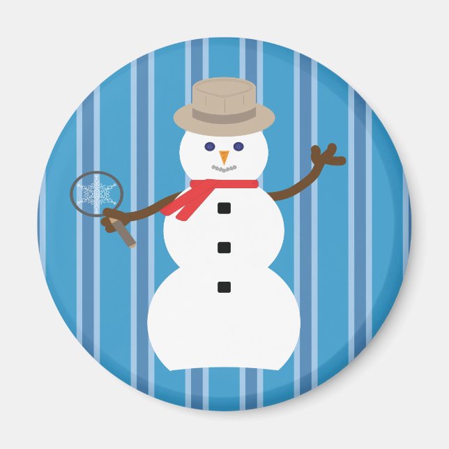 Imã Detetive Blue Snowman, divertido e Rico (Frente)