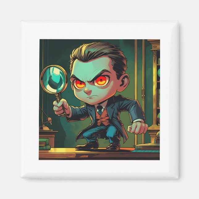 Imã Detetive de Cartoon Themed Magnet (Frente)