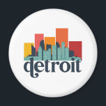 Imã Detroit Michigan City Skyline Retro Cityscape Art<br><div class="desc">Design com lindas linhas do horizonte, atração turística e arte de paisagem urbana, arranha-céu Legal e ilustração da silhueta de construção para turistas e viajantes. Perfeito como lembrança para trazer de volta para casa quando viaja pelo mundo. Guarde a memória do seu viagem e as suas férias com a família...</div>