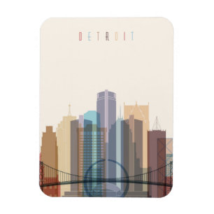 Ímã Detroit, Michigan   Linha Skyline Cidade