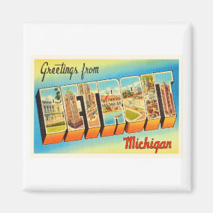 Imã Detroit Michigan MI Old Viagens vintage Souvenir