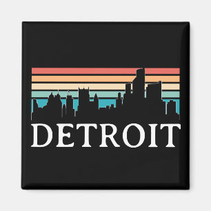Imã Detroit Michigan Retro Vintage Sunset Skyline