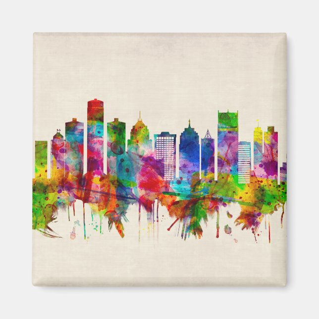 Imã Detroit Michigan Skyline (Frente)