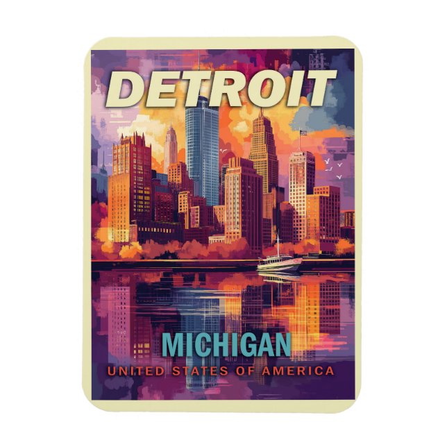 Ímã Detroit, Michigan | Viagens vintage (Vertical)