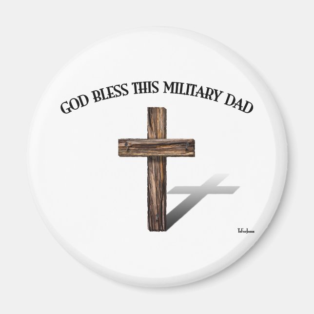 Imã DEUS ABENÇOE ESTE PAI MILITAR com cruz robusta (Frente)