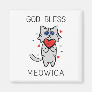 Imã Deus abençoe Meowica Engraçado América Patriótica