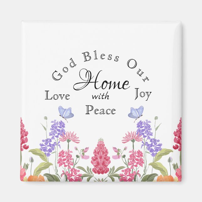 Imã Deus abençoe Nossa Casa Floral Branca Flores Selva (Frente)