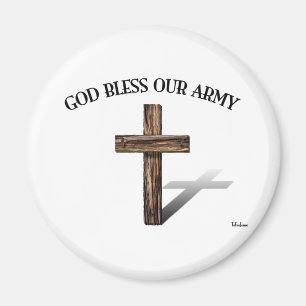 Imã DEUS ABENÇOE NOSSO EXÉRCITO com cruz robusta