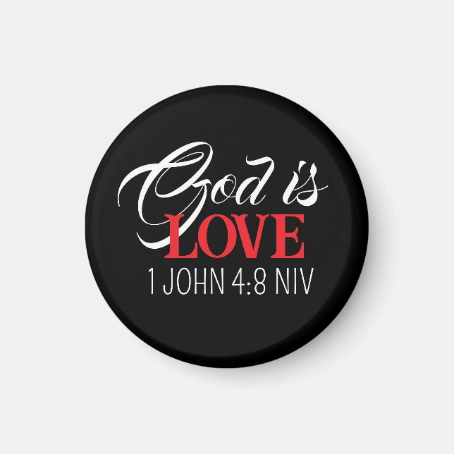 Imã Deus é Amor Bíblia Versículo Preto e Vermelho Fé (Frente)
