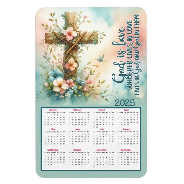 Ímã Deus é Amor Calendário 2025 (Vertical)
