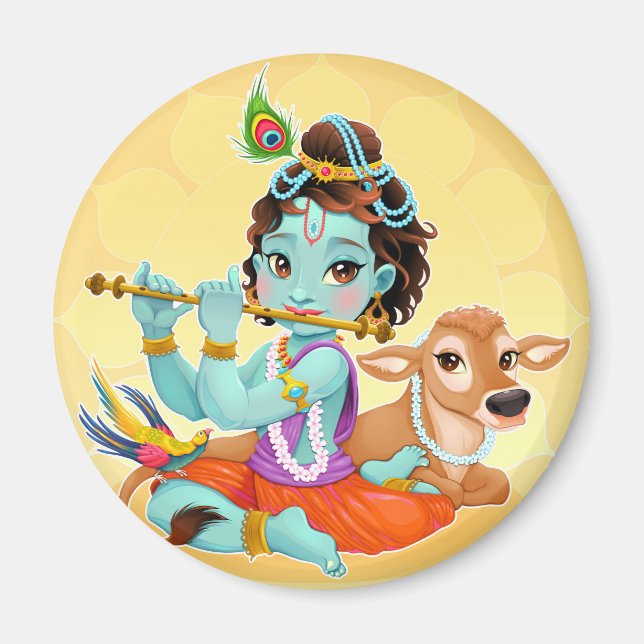 Imã Deus Indiano Krishna a fazer a ilustração da flaut (Frente)