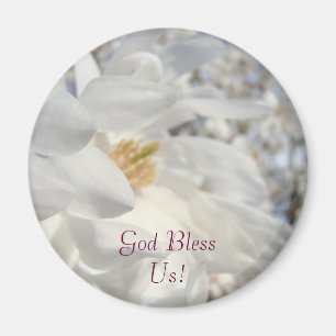 Imã Deus nos abençoe! ímã Flores de Magnólia Brancas