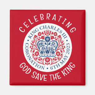 Imã DEUS SALVA O REI Charles III Coronando Vermelho