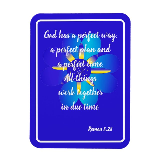 Ímã Deus tem um cartão azul romano 8:28 (Vertical)