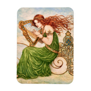 Ímã Deusa Irlandesa Tocando Harpa – Arte Nova Céltica