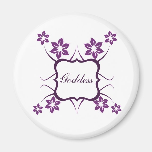 Imã Deusa Magneta Floral, Roxo Escuro (Frente)