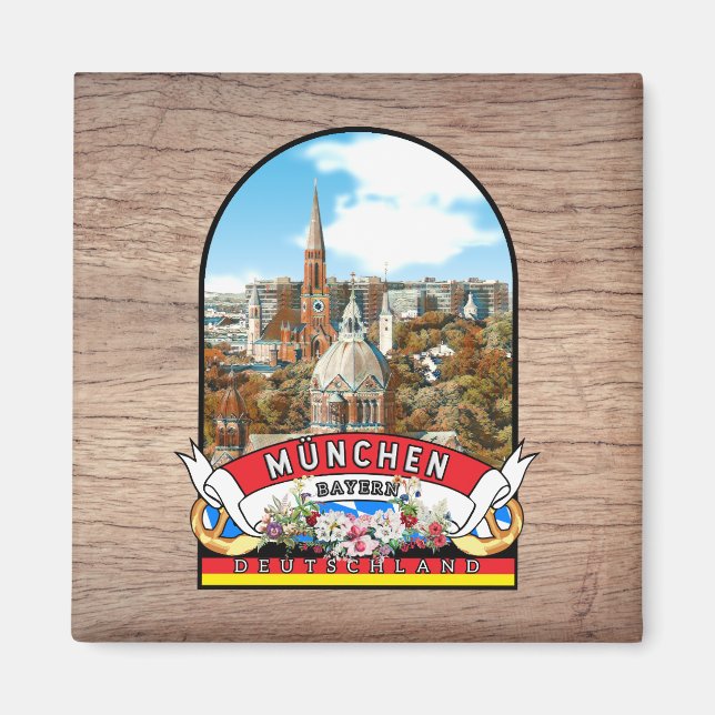 Imã Deutschland München Vintage souvenir (Frente)