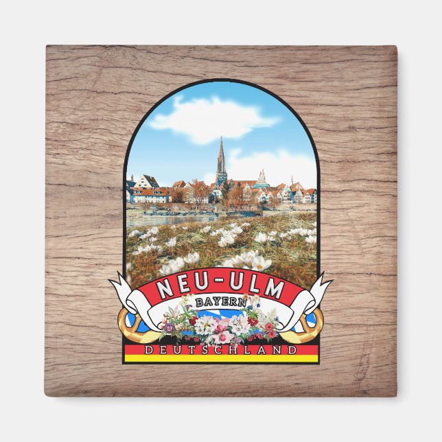Imã Deutschland Neu-Ulm Vintage souvenir (Frente)