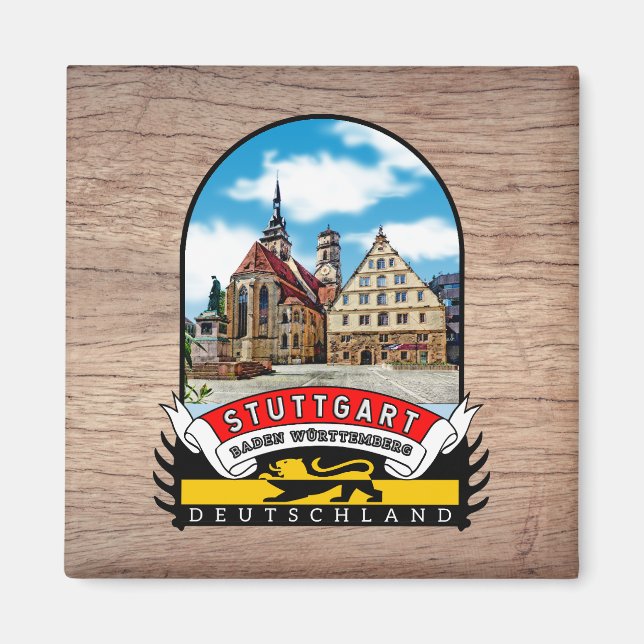 Imã Deutschland Stuttgart Vintage souvenir (Frente)