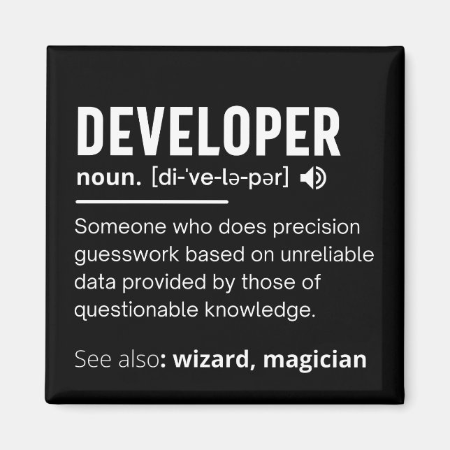 Imã Developer Dictionary Definition Funny developers (Frente)