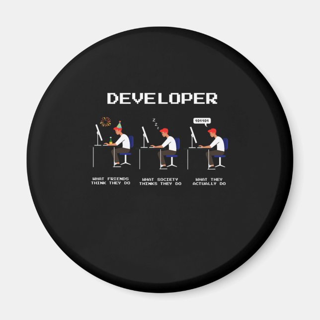 Imã Developer Programmer Coder Computer Nerd Geek gift (Frente)